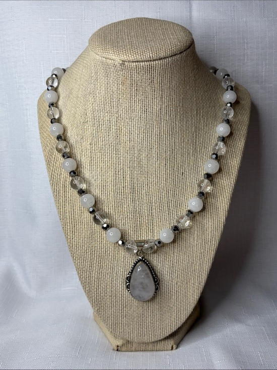 Real Diehl Jewelry Jewelry - Handcrafted Clear Quartz and White Jade Necklace